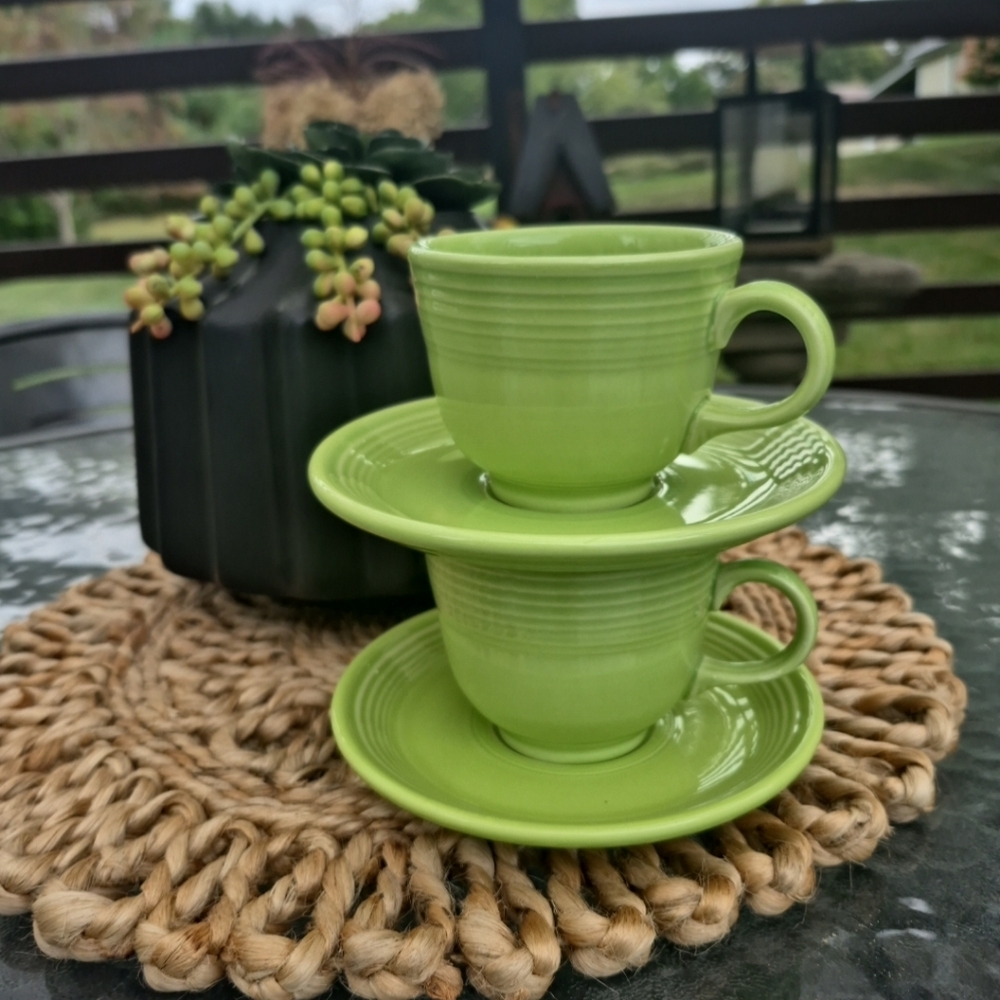Fiestaware Green Cup and Saucer Set